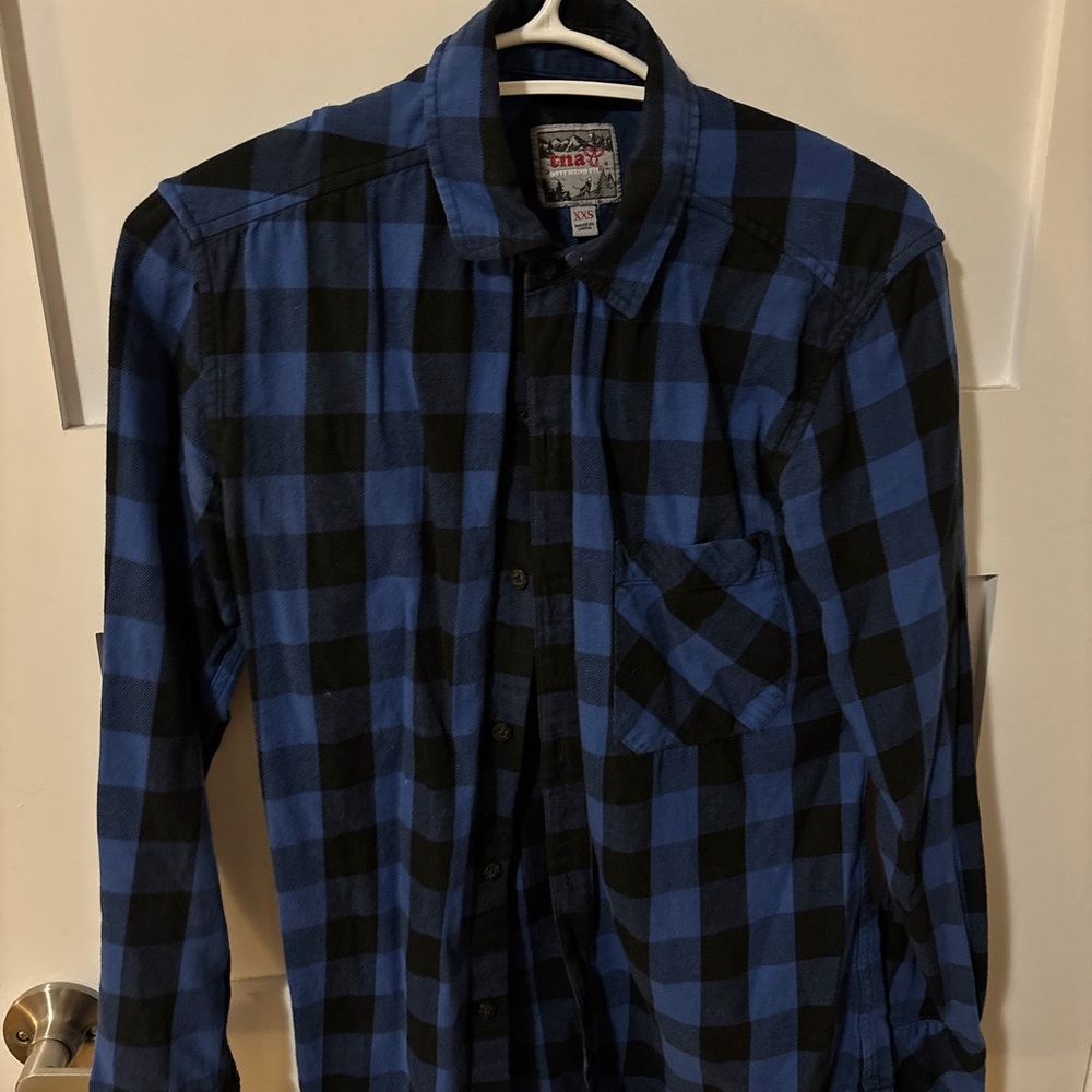 TNA Blue and Black Plaid Men's Shirt